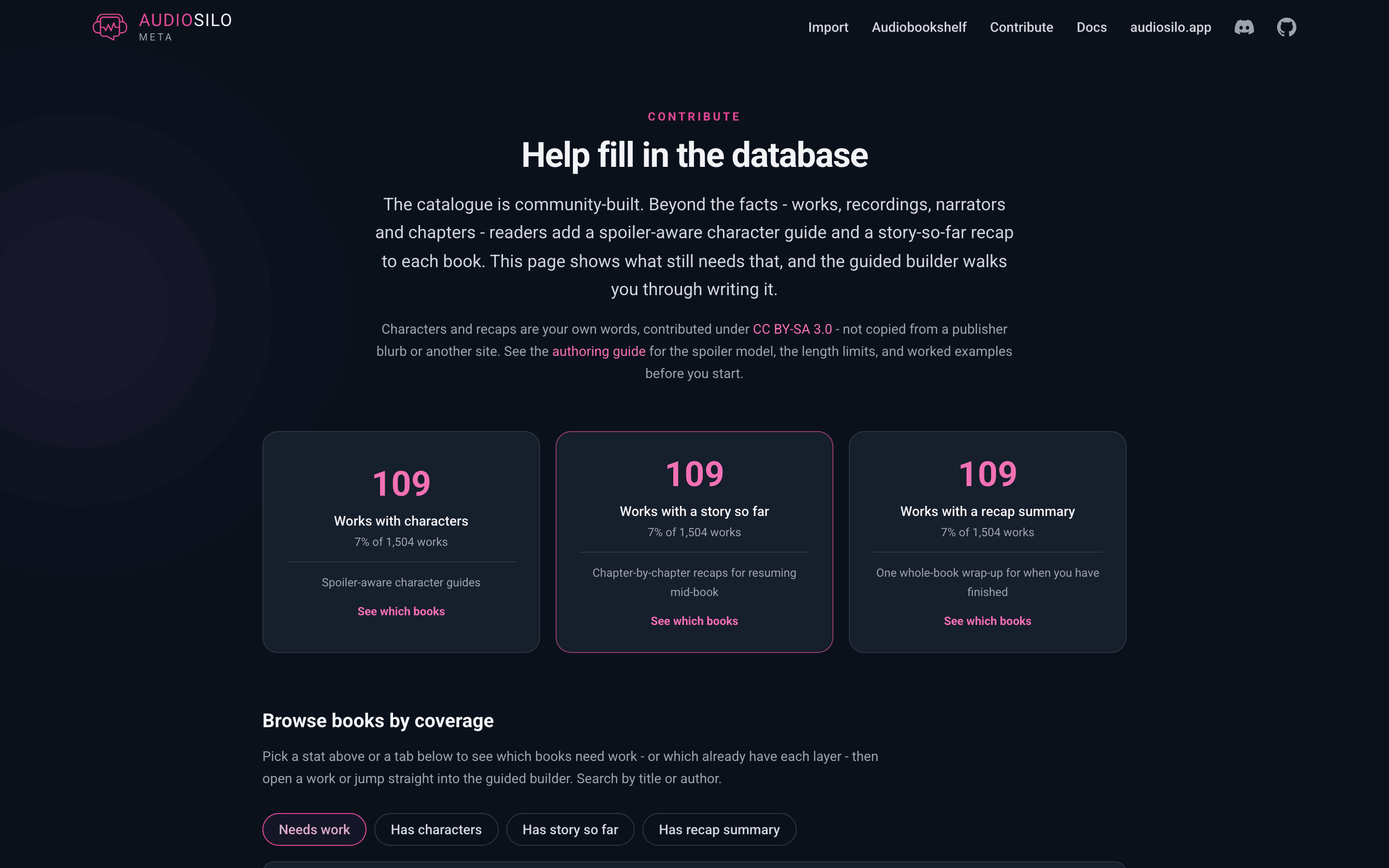 The contribute coverage browser