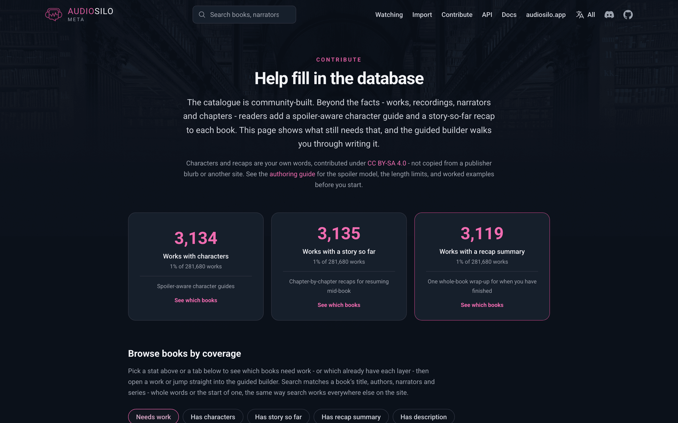 The contribute coverage browser