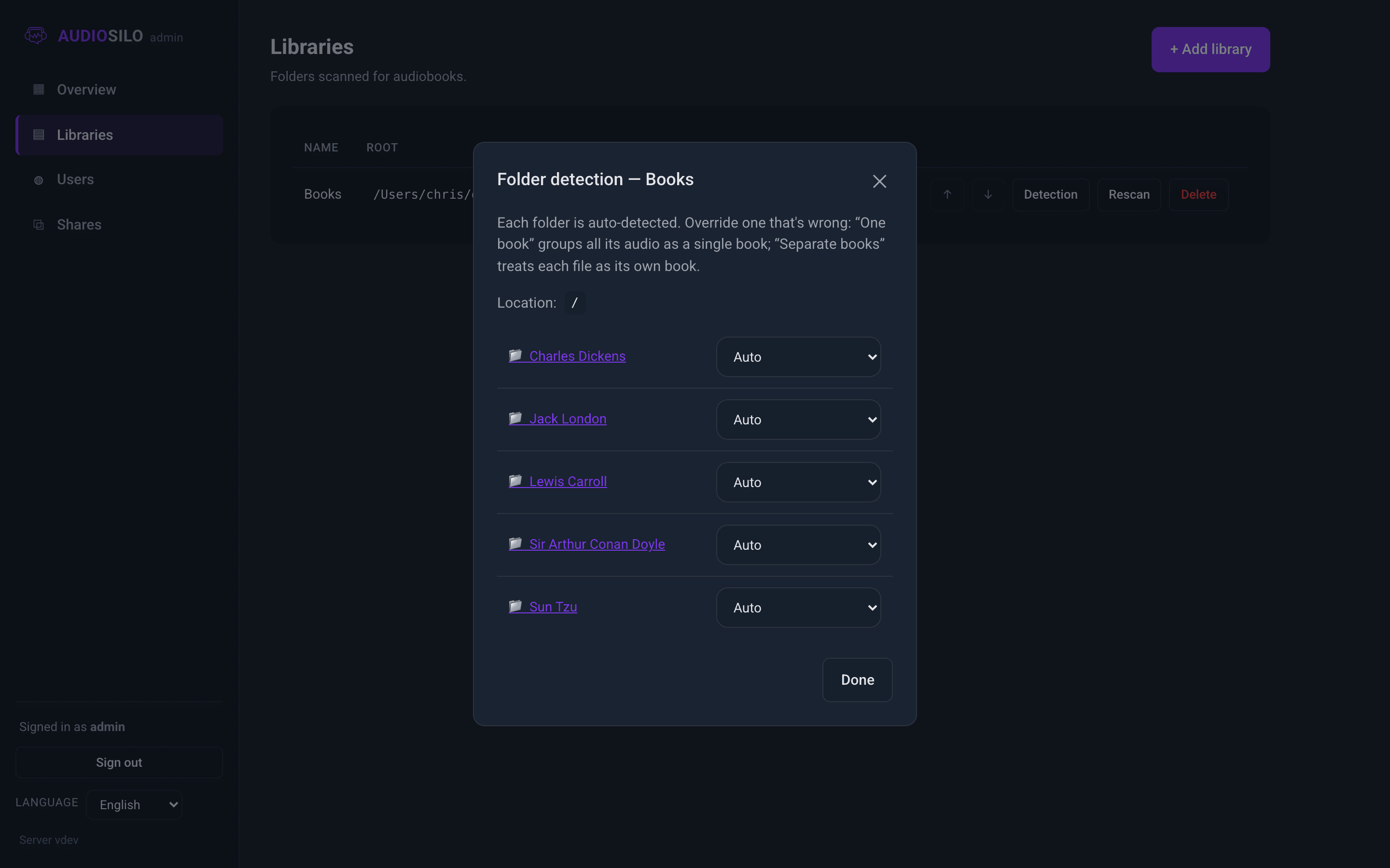 The folder detection browser