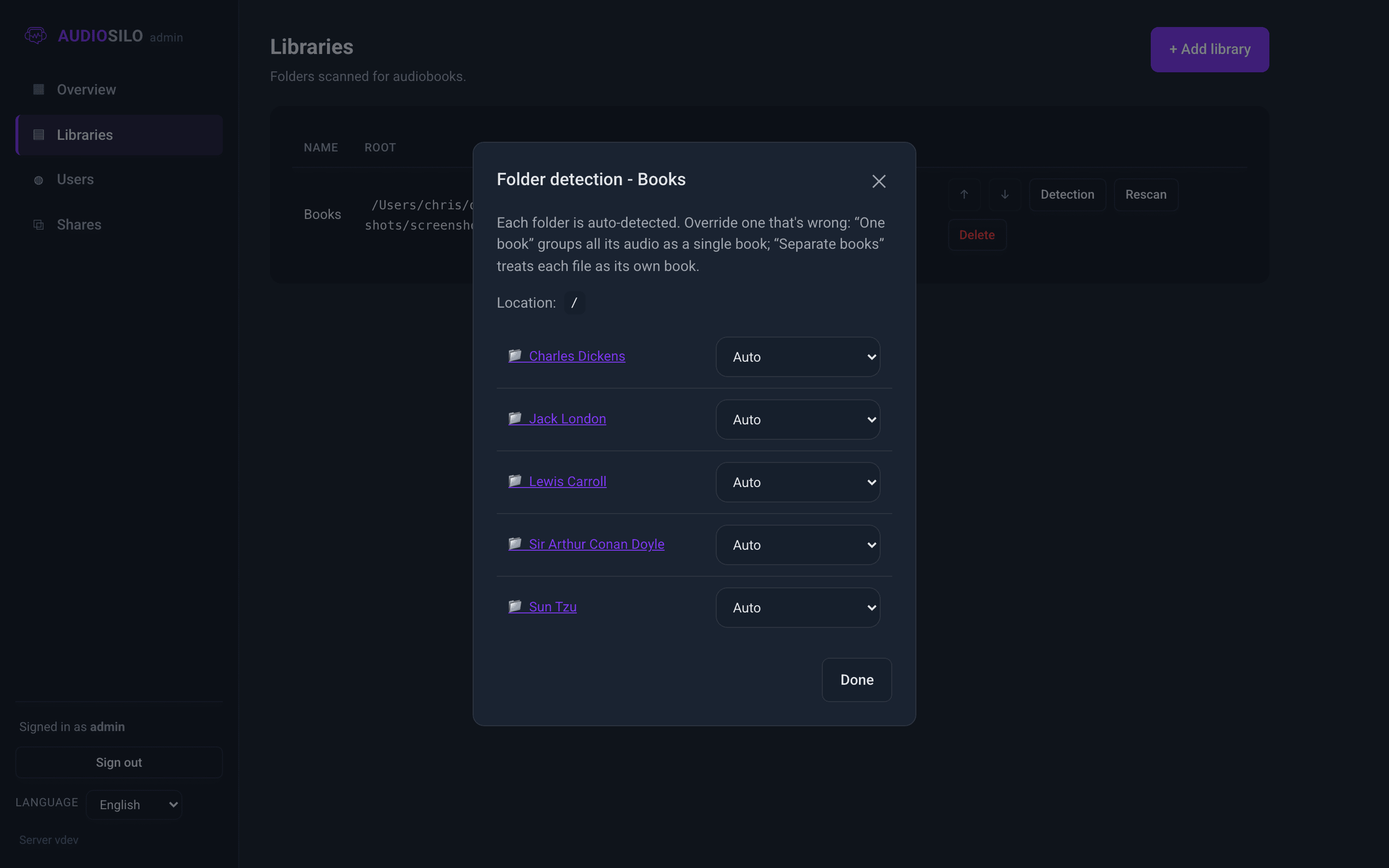 The folder detection browser