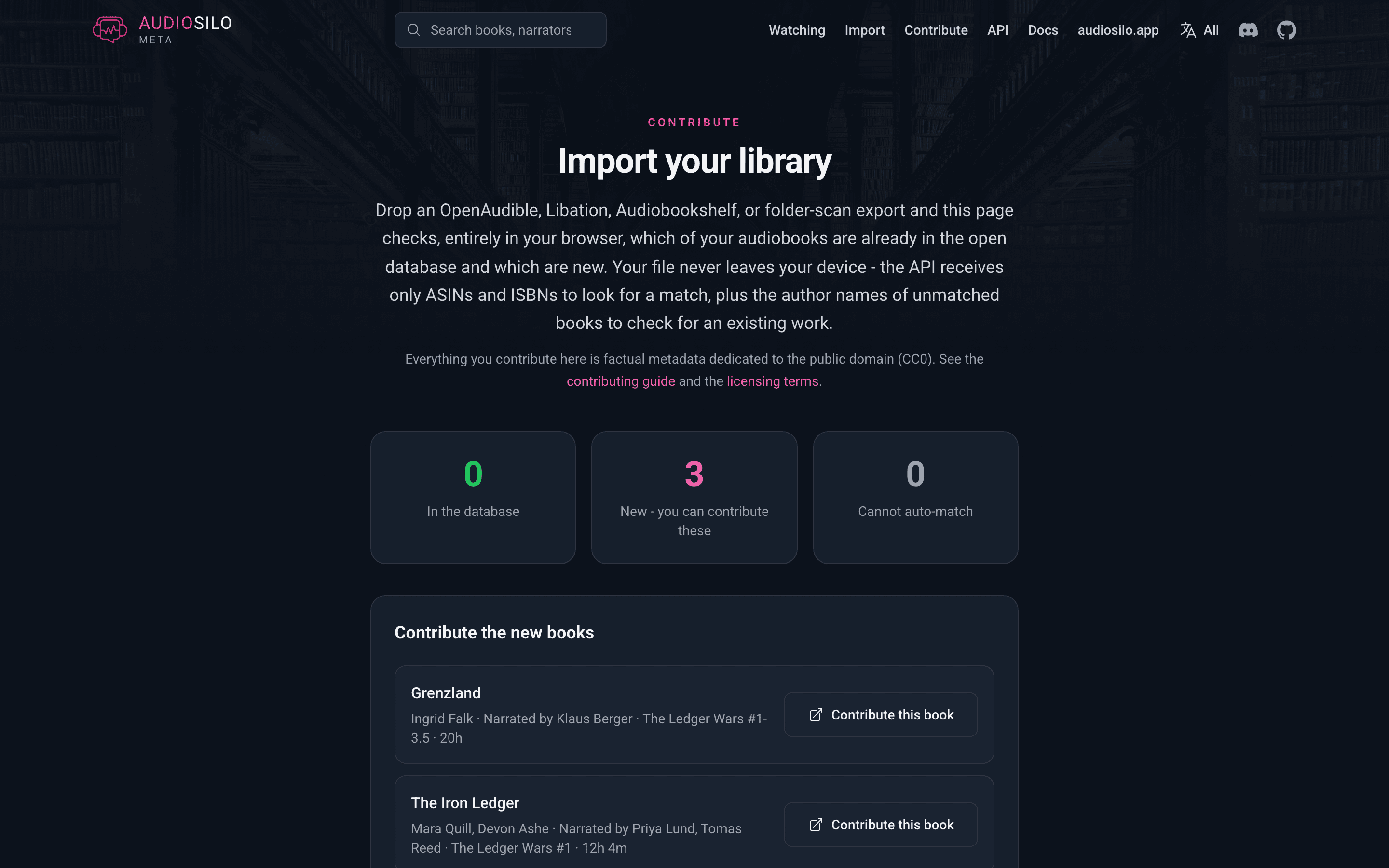 Checking a library export against the database