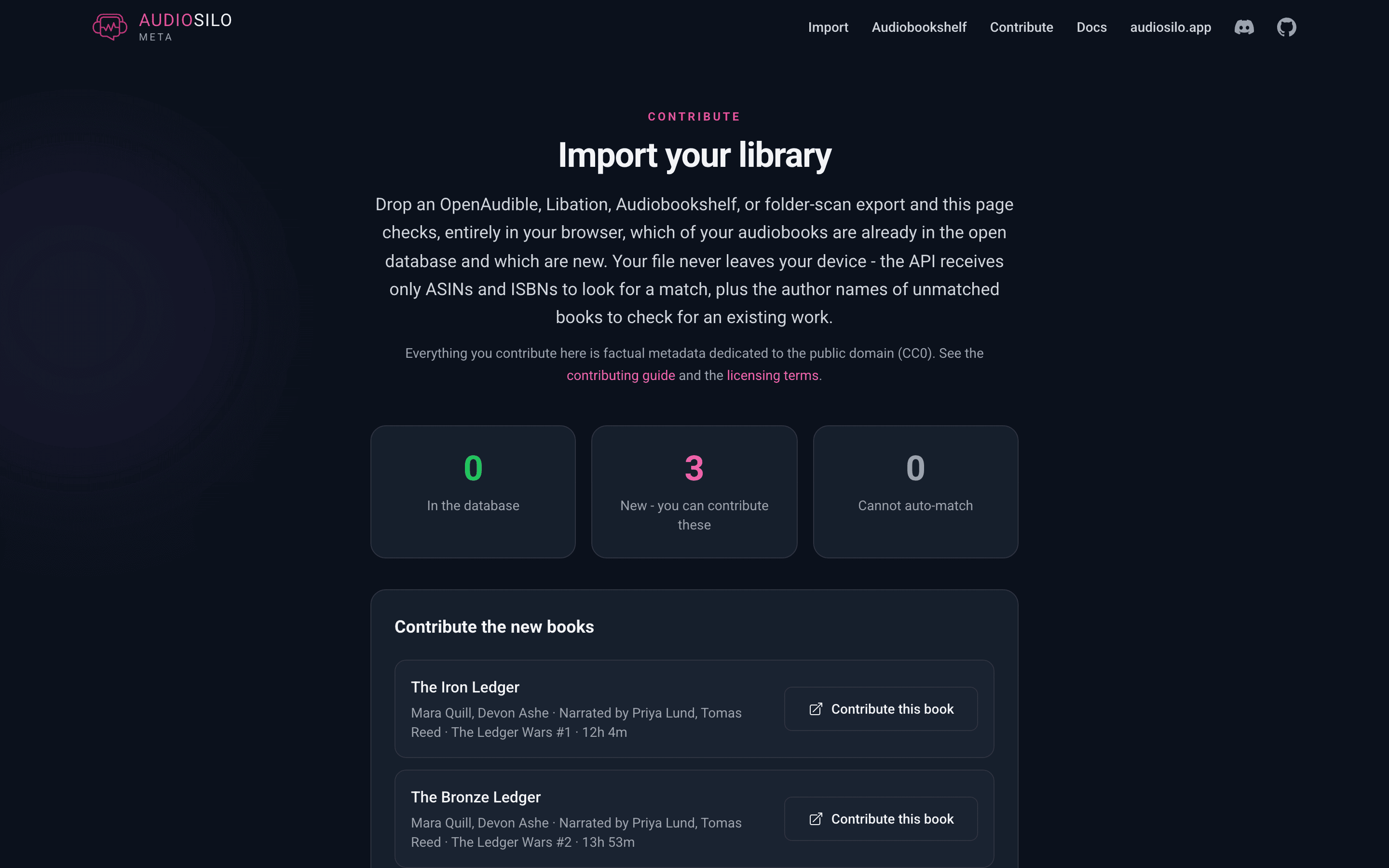 Checking a library export against the database