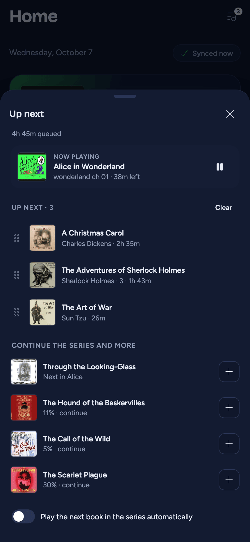 Up next as a sheet on a phone