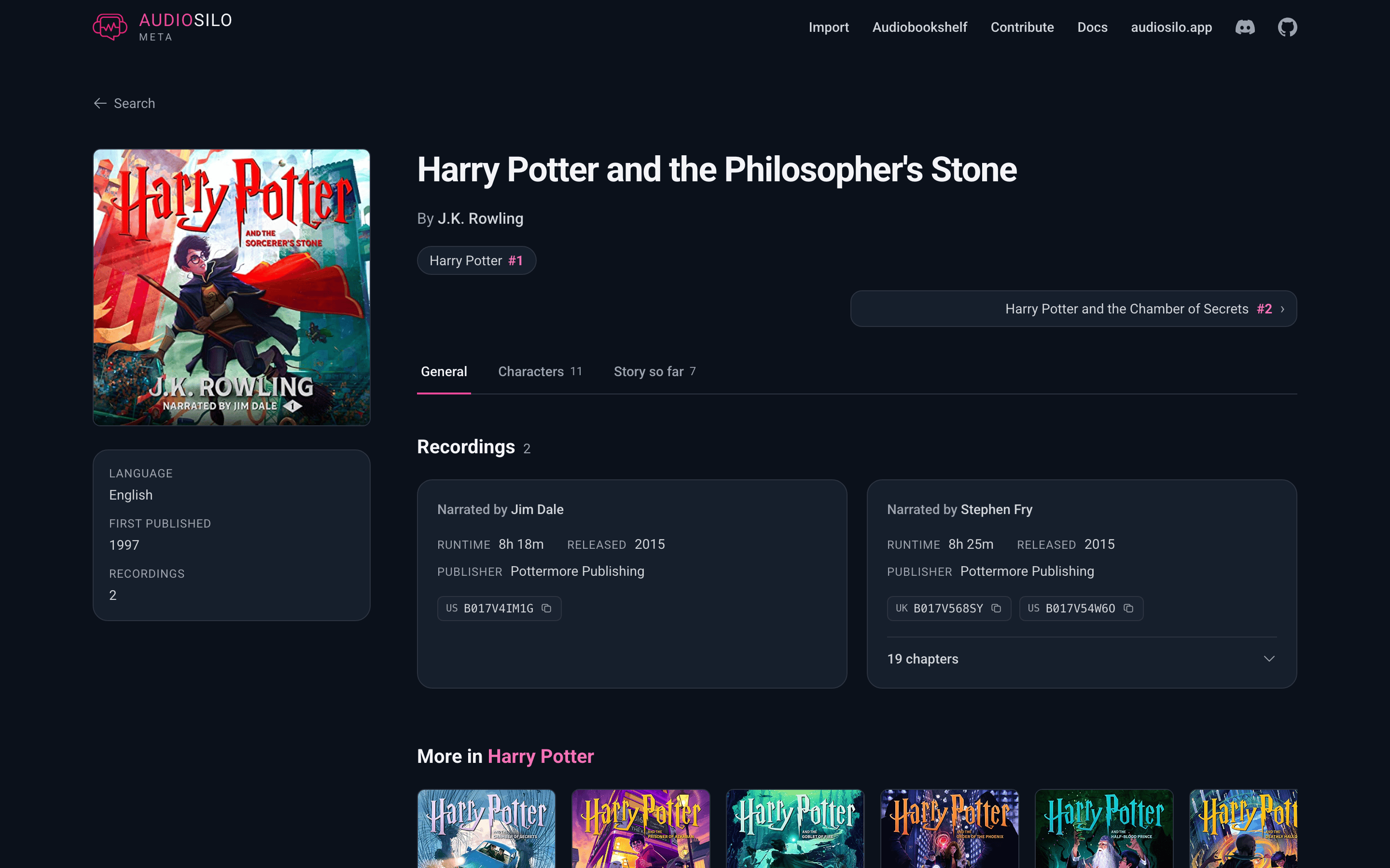 A work page with its recordings