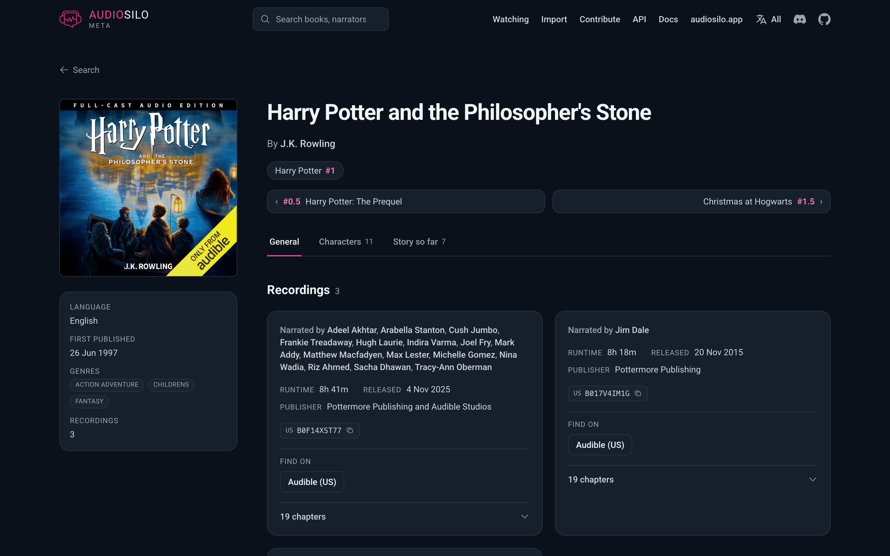 A work page with its recordings